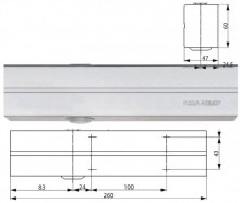 ASSA ABLOY Zavírač DC300DA, bez ramínka - STŘÍBRNÝ 