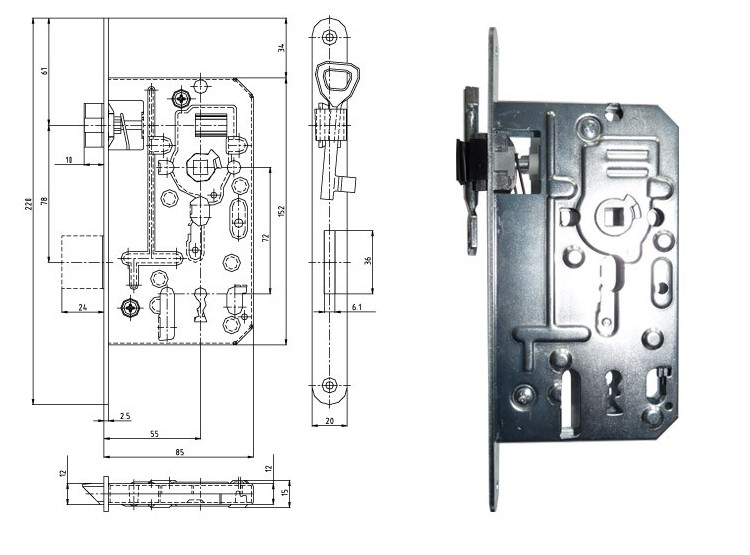 HOBES Zámek  K137S, pravý - levý, bílý zinek WC
