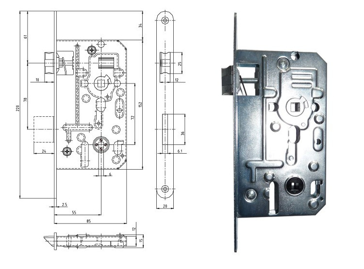 HOBES Zámek K138 S,, bilý zinek, WC