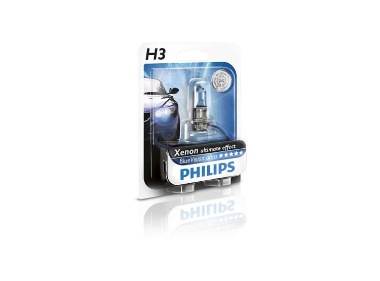 Autožárovka H3 BlueVision Ultra - 12V H3 55W PK22s PHILIPS