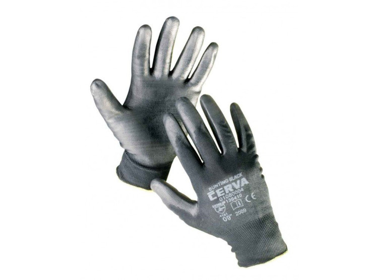 Rukavice BUNTING 8/M nylon černé + polyuretan (PU)