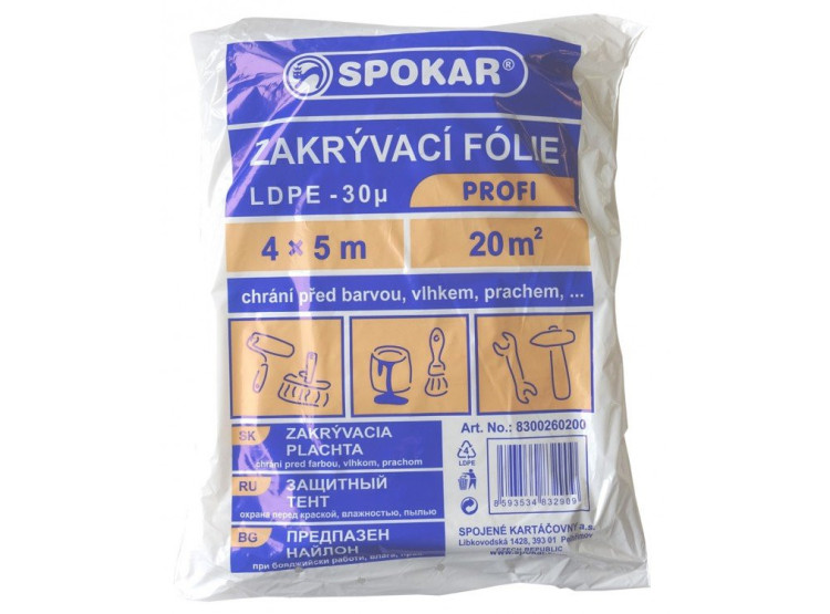 Fólie zakrývací 4 x 5 m LDPE 30 MY