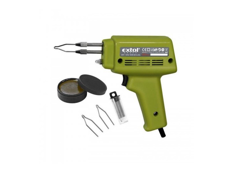 EXTOL CRAFT Pistole pájecí transformátová 100W, s příslušenstvím 9921