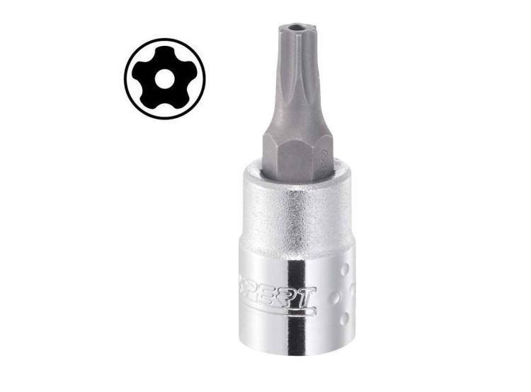 Hlavice 1/4" zástrčná TORX s otvorem TT15