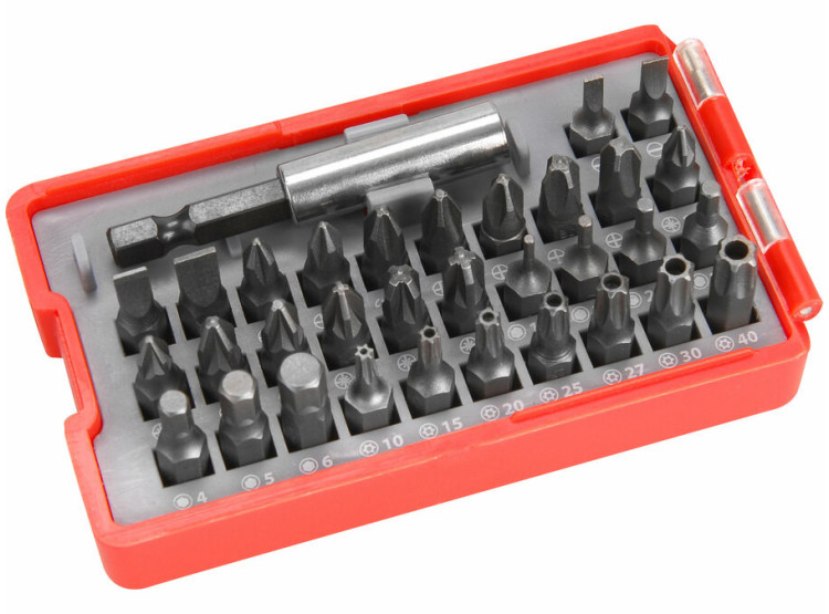 Hroty, sada 33ks, magnetický držák hrotů, CrV, EXTOL PREMIUM