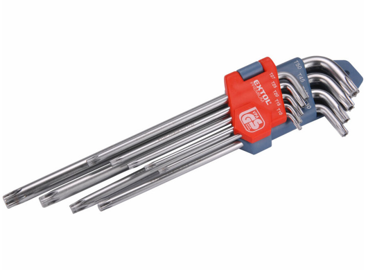 Extol L-klíče TORX prodloužené, sada 9ks, T10-50