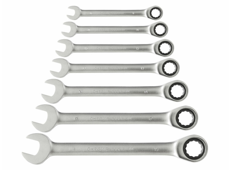 Extol Klíče ráčnové očkoploché, sada 7ks, 8-19mm 8816100
