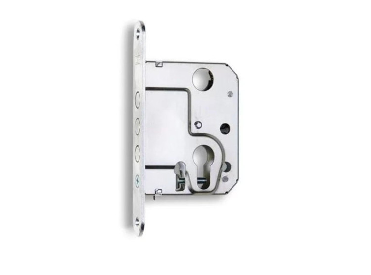 Zámek zadlabací 2834 závorový s trny vložka 80 50 mm čelo 22 mm bílý zinek